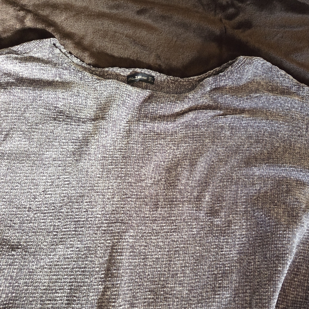 Old Zara Blue Gray Chenille Sweater